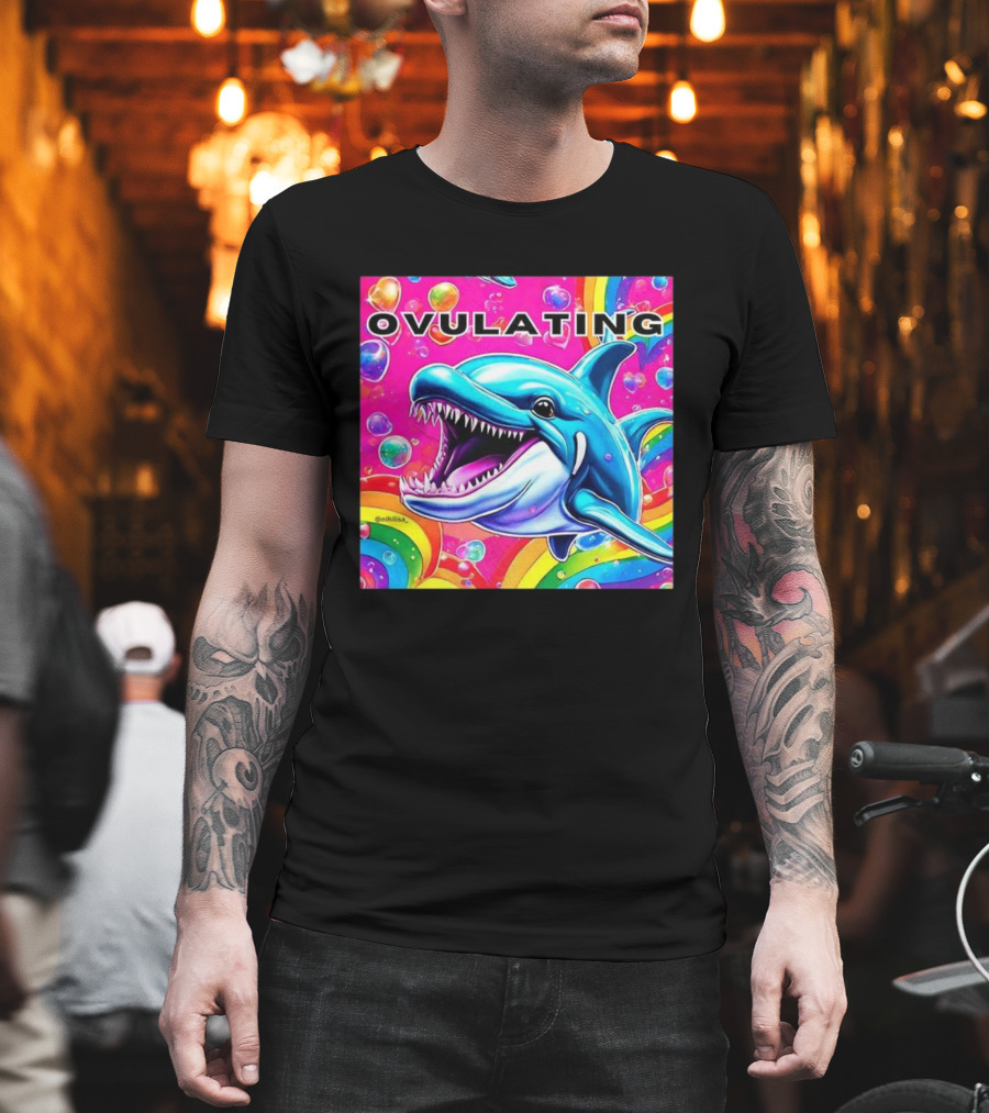 Ovulating Dolphin Rainbow Meme Colorful Background T-Shirt