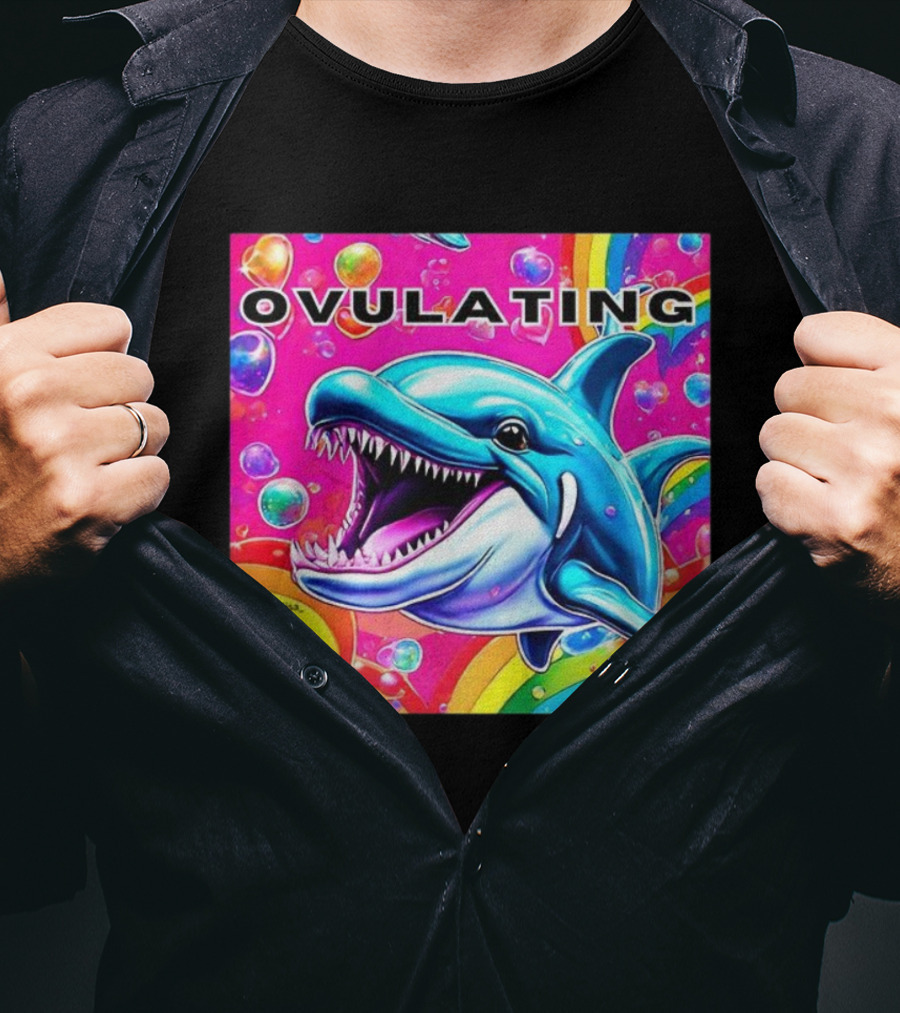 Ovulating Dolphin Rainbow Meme Colorful Background T-Shirt
