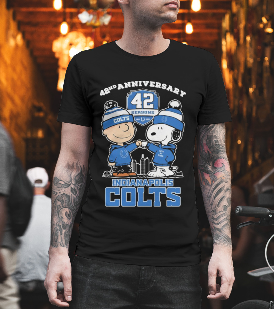 Snoopy Charlie Brown Indianapolis Colts 42nd Anniversary Seasons T-Shirt