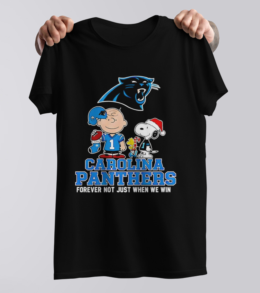 Carolina Panthers Snoopy Christmas Forever Not Just When We Win T-Shirt