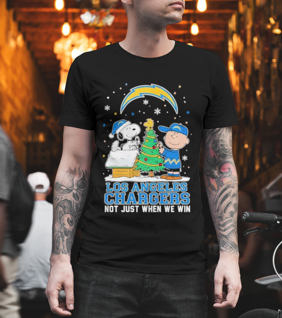 Peanuts Snoopy Christmas Los Angeles Chargers Not Just When We Win T-Shirt