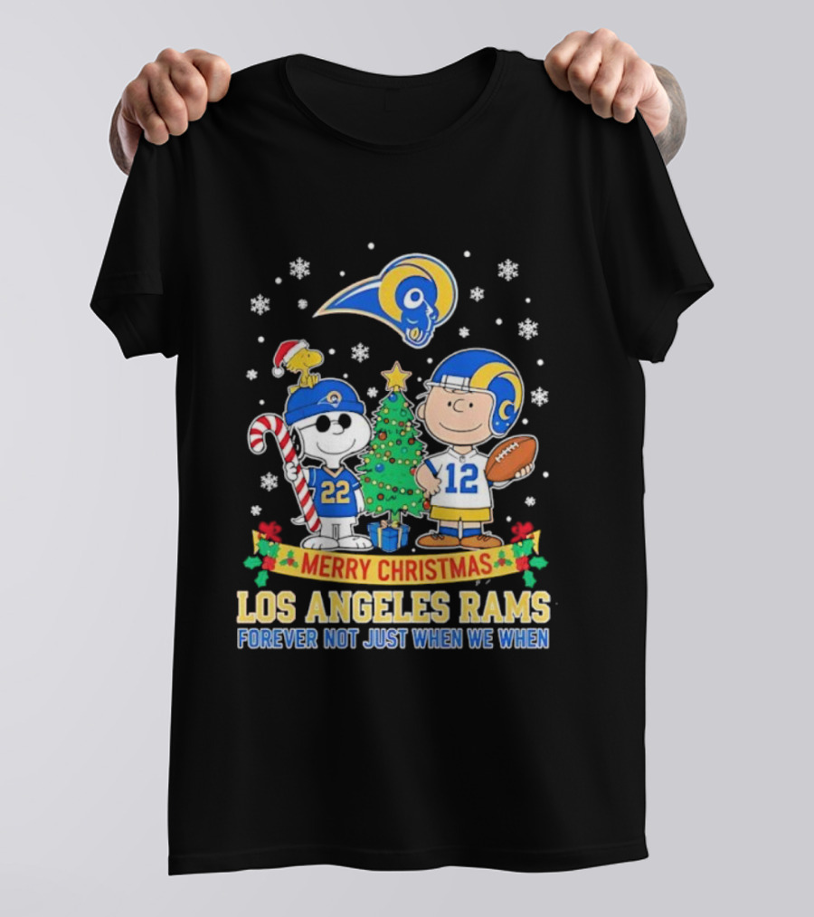 Merry Christmas Peanuts Snoopy Los Angeles Rams Forever Not Just When We Win T-Shirt