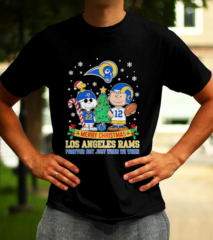 Merry Christmas Peanuts Snoopy Los Angeles Rams Forever Not Just When We Win T-Shirt