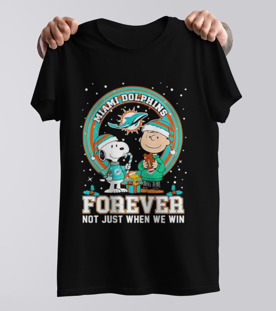 Peanuts Snoopy Miami Dolphins Christmas Forever Not Just When We Win T-Shirt