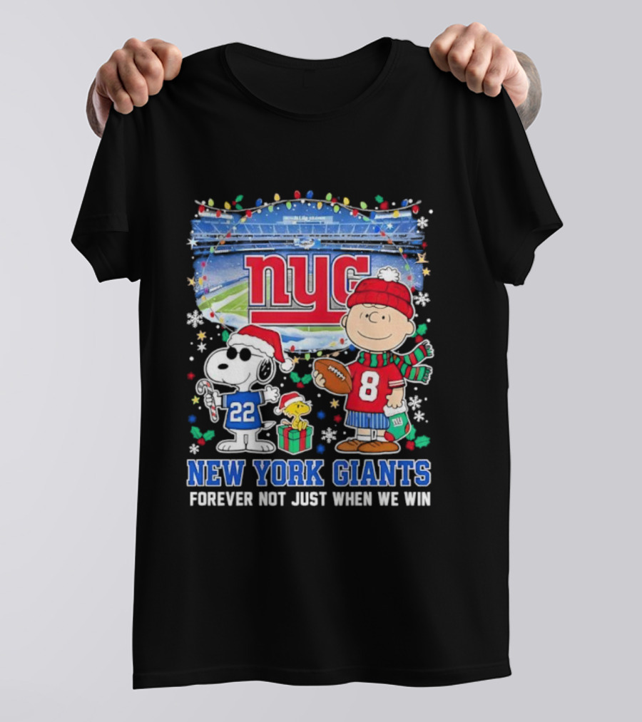 NYC Peanuts Snoopy Christmas New York Giants Forever Not Just When We Win T-Shirt