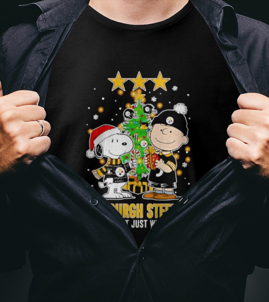 Peanuts Snoopy Christmas Tree Pittsburgh Steelers Forever Not Just When We Win T-Shirt