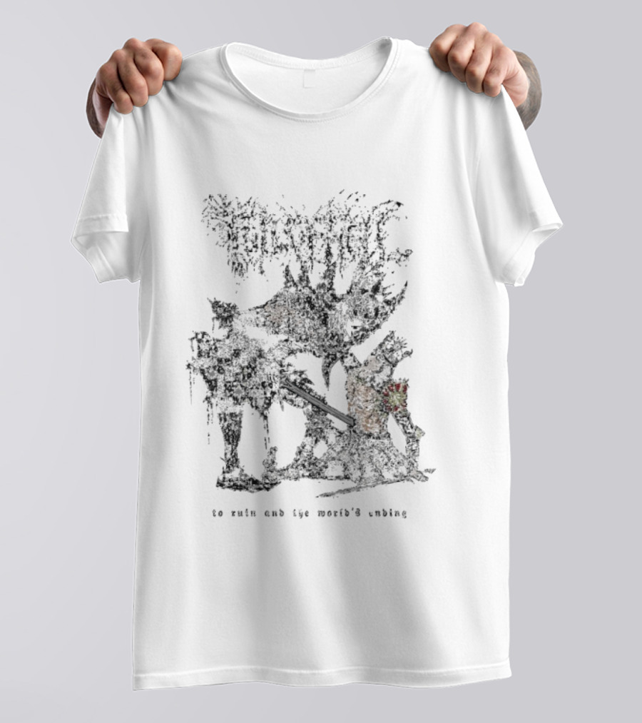 Full Of Hell To Ruin And The World’s Ending Chaotic Floral Skull Imagery T-Shirt