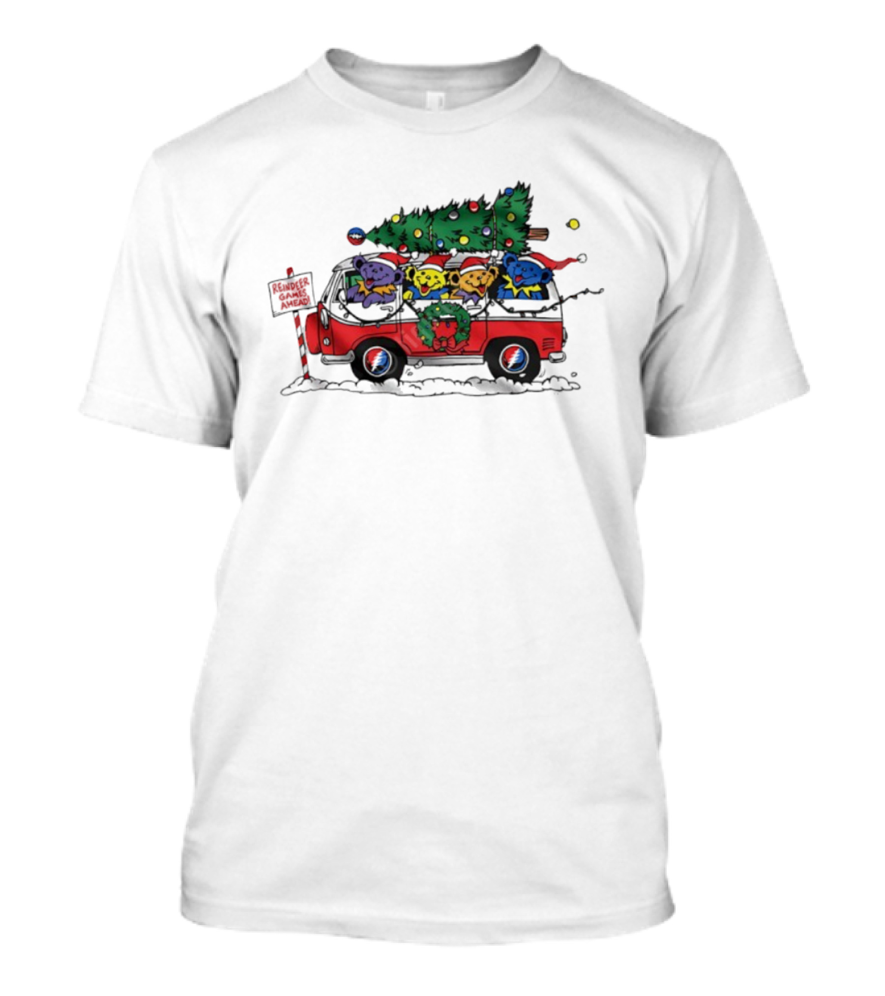Grateful Dead Steal Your Face Bear Christmas Tree Bus T-Shirt