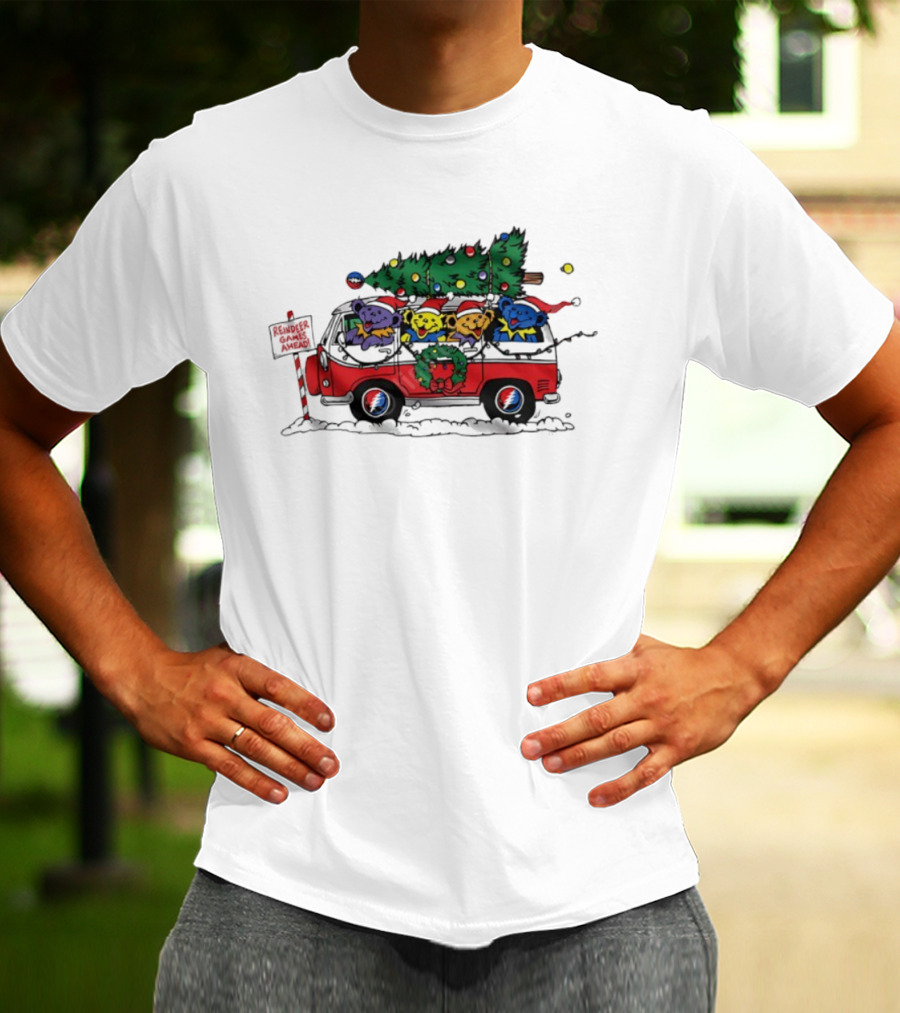Grateful Dead Steal Your Face Bear Christmas Tree Bus T-Shirt