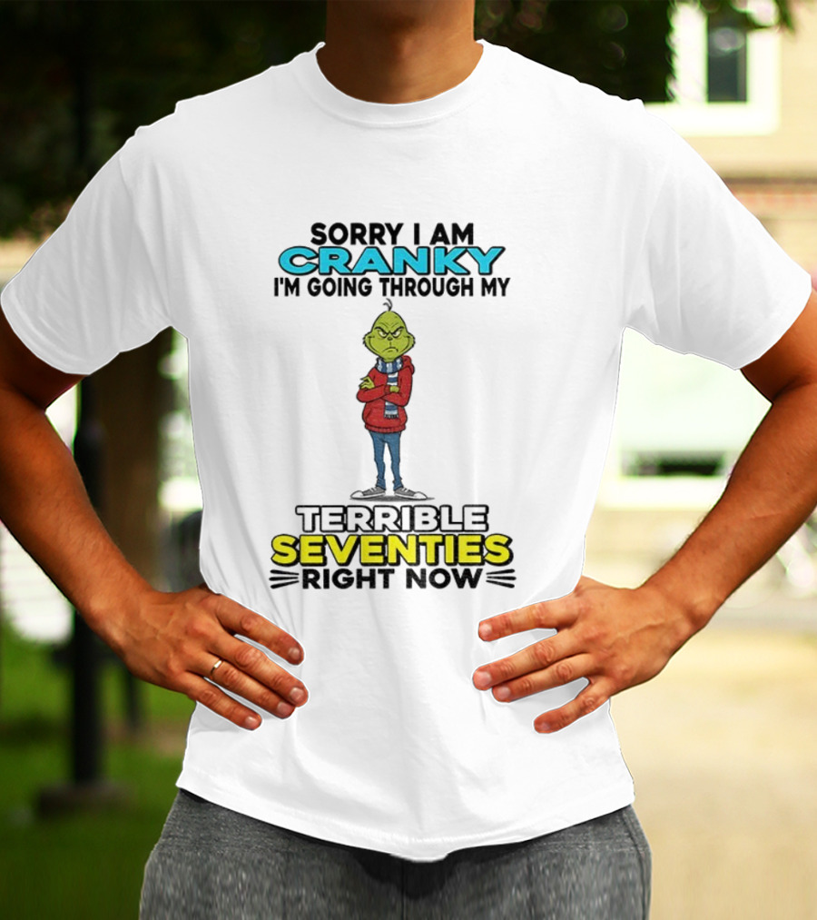 Grinch Sorry I Am Cranky Going Through My Terrible Seventies Right Now Christmas T-Shirt