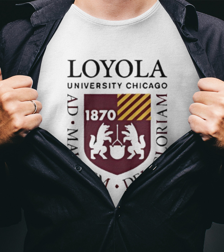 Loyola University Chicago AD Majorem Dei Gloriam 1870 Crest Emblem T-Shirt