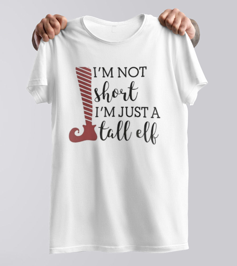 I'm Not Short I'm Just A Tall Elf Red Striped Bootleg T-Shirt