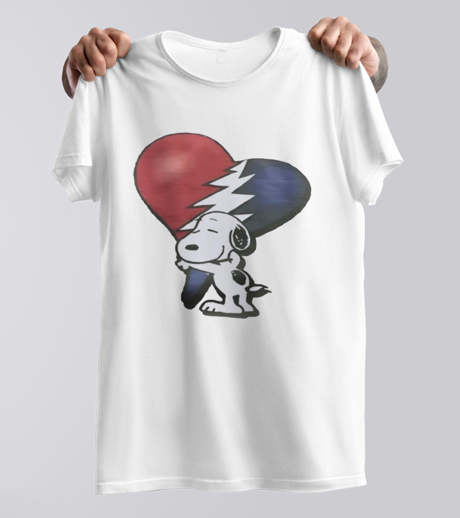 Snoopy Hug Heart Grateful Dead Lightning Bolt T-Shirt