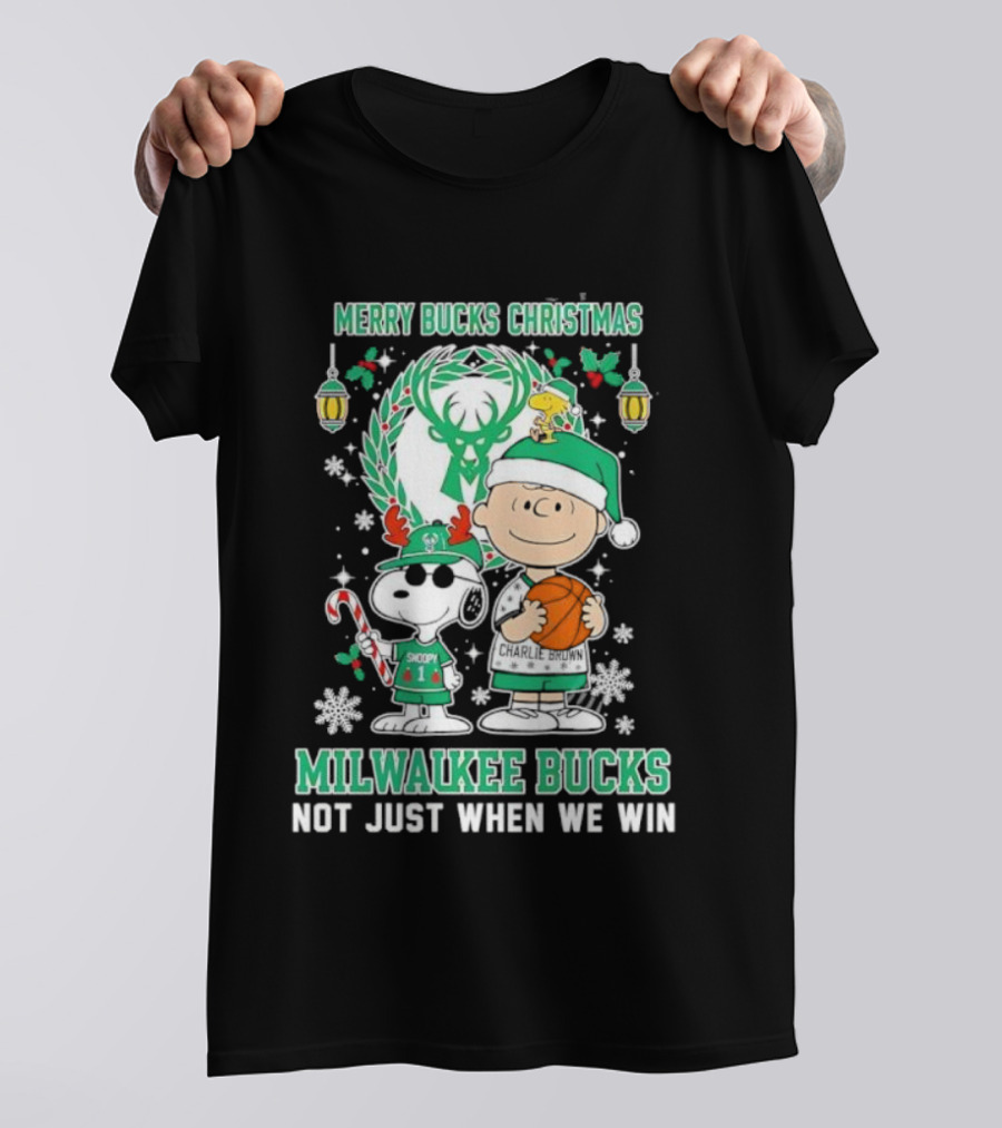 Merry Bucks Christmas Snoopy Milwaukee Bucks Forever Not Just When We Win T-Shirt