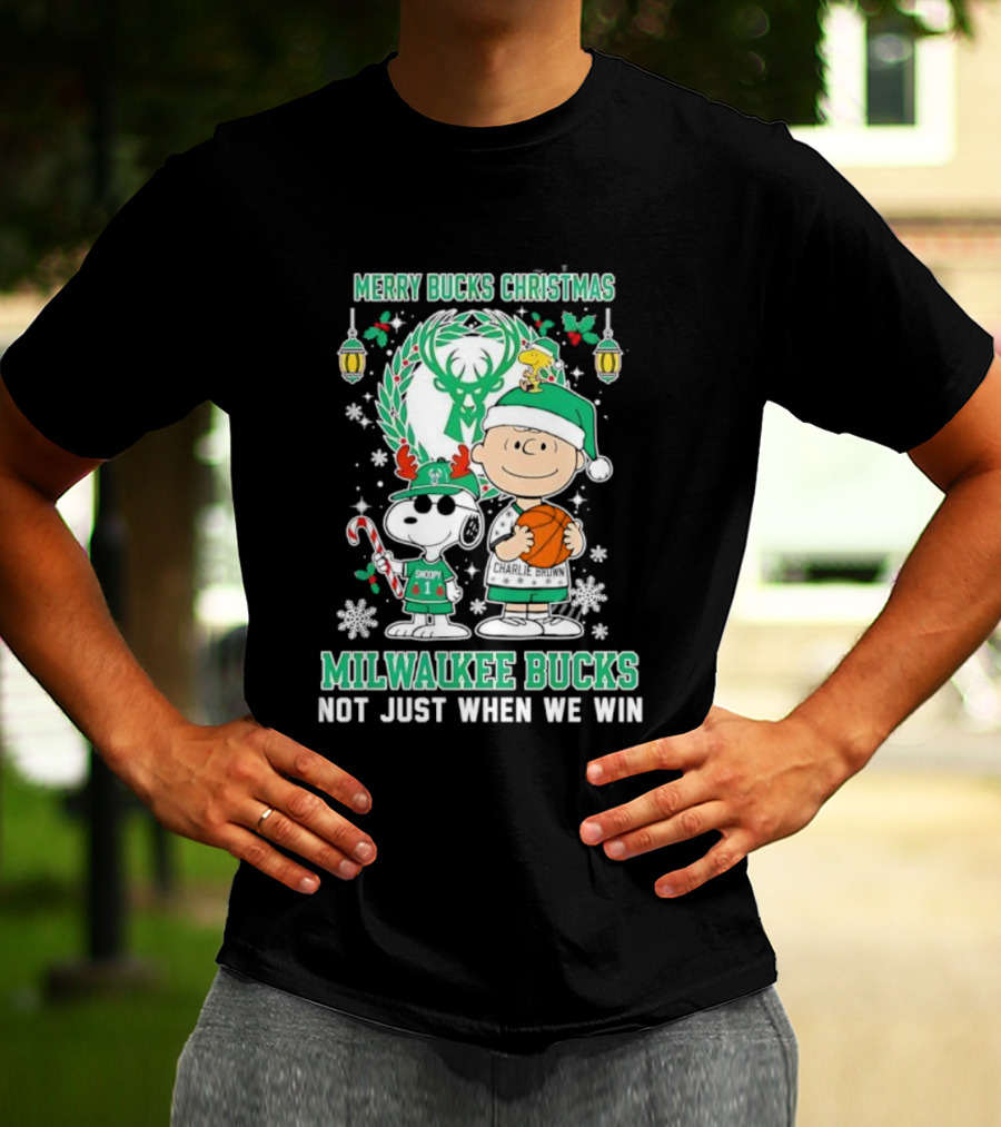 Merry Bucks Christmas Snoopy Milwaukee Bucks Forever Not Just When We Win T-Shirt