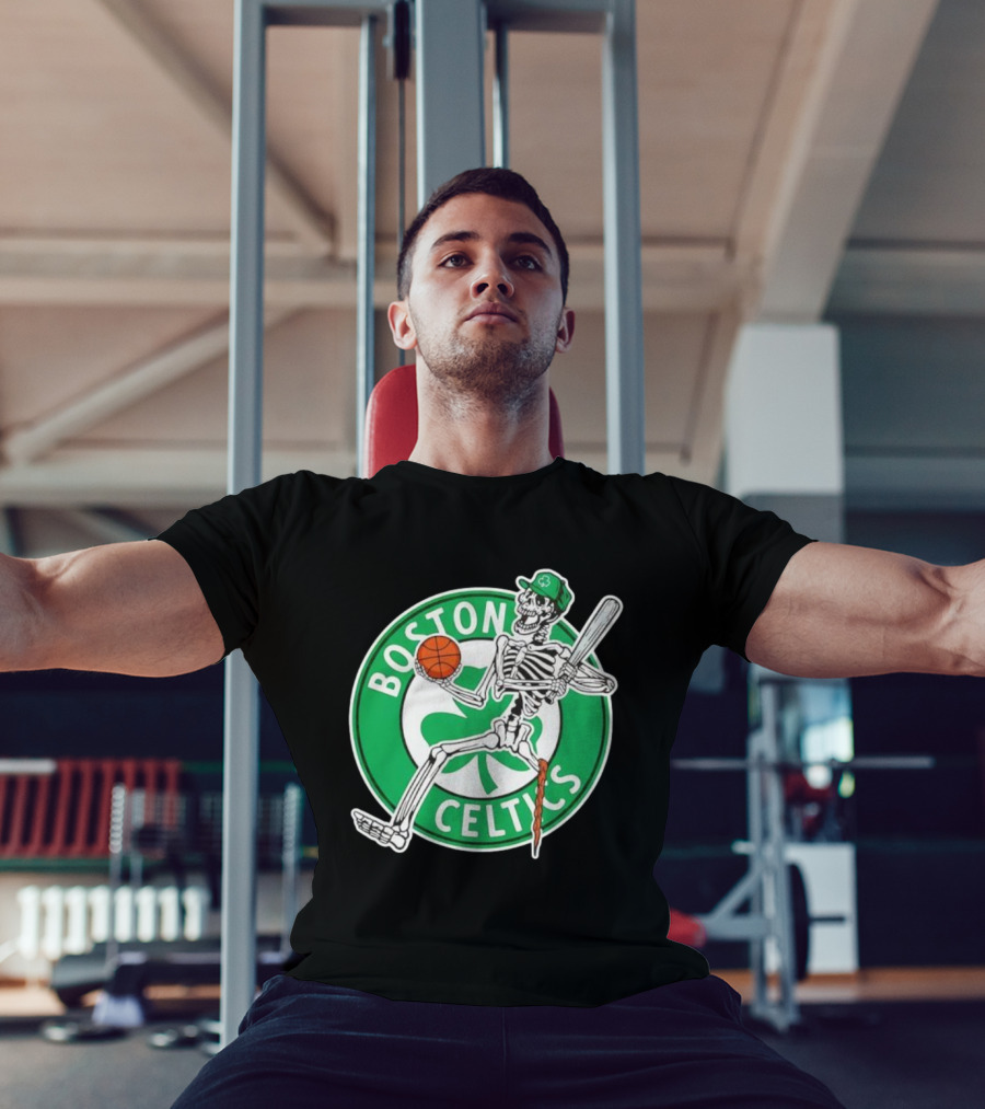 Boston Celtics Skeleton Player Basketball Logo T-Shirt