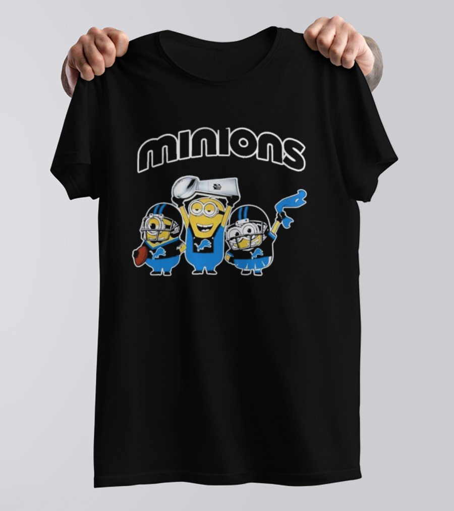 Detroit Lions Minions Celebrate NFL Victory With Trophy And Team Spirit T-Shirt