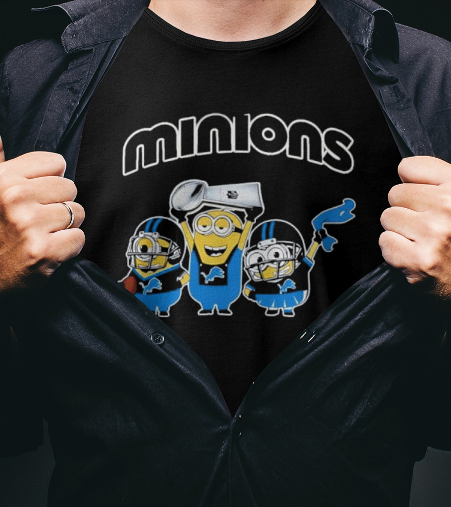 Detroit Lions Minions Celebrate NFL Victory With Trophy And Team Spirit T-Shirt