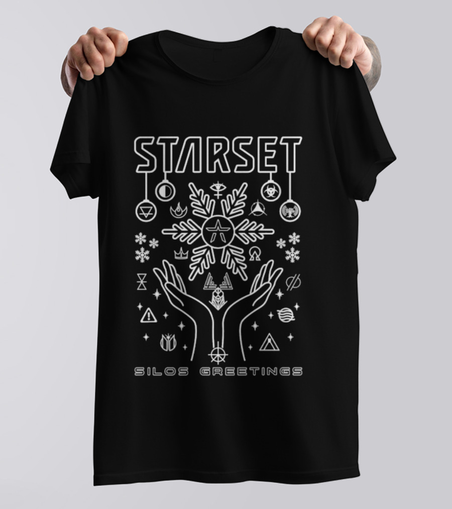 Starset Silos Greetings Holiday Christmas Snowflakes And Hands T-Shirt