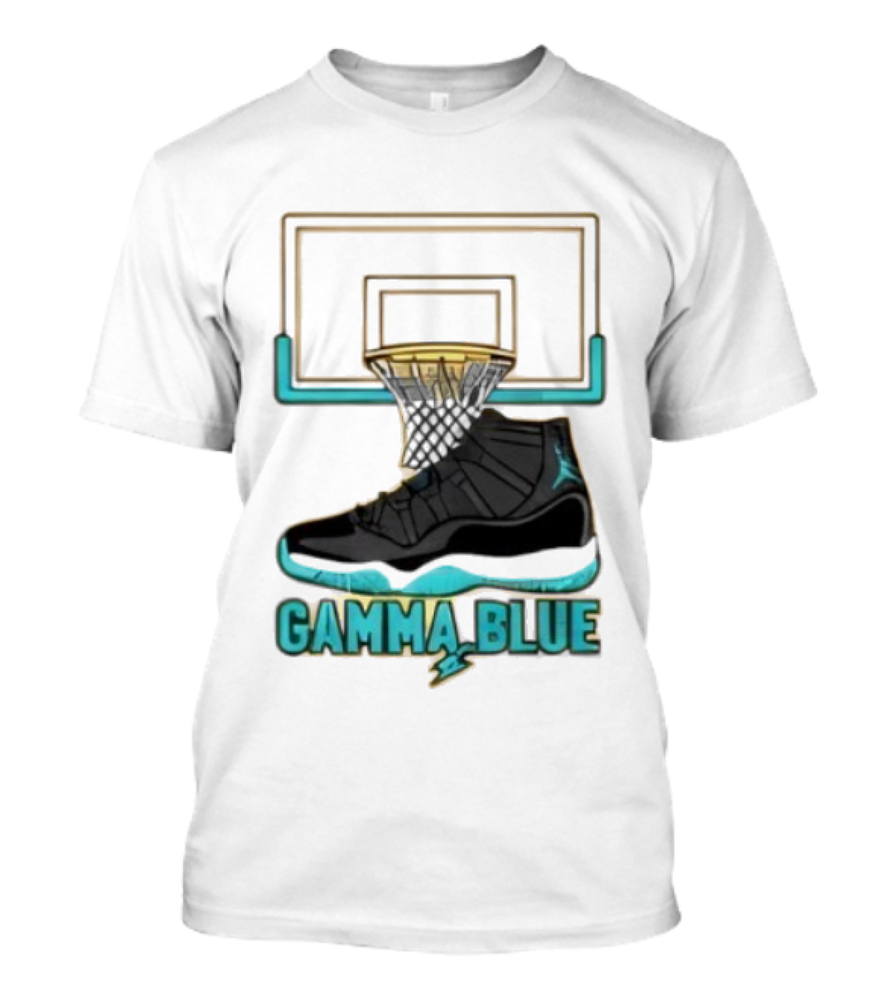 Air Jordan 11 Gamma Blue Basketball Hoop Sneaker T-Shirt