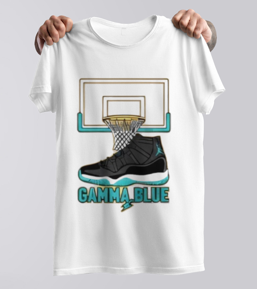 Air Jordan 11 Gamma Blue Basketball Hoop Sneaker T-Shirt