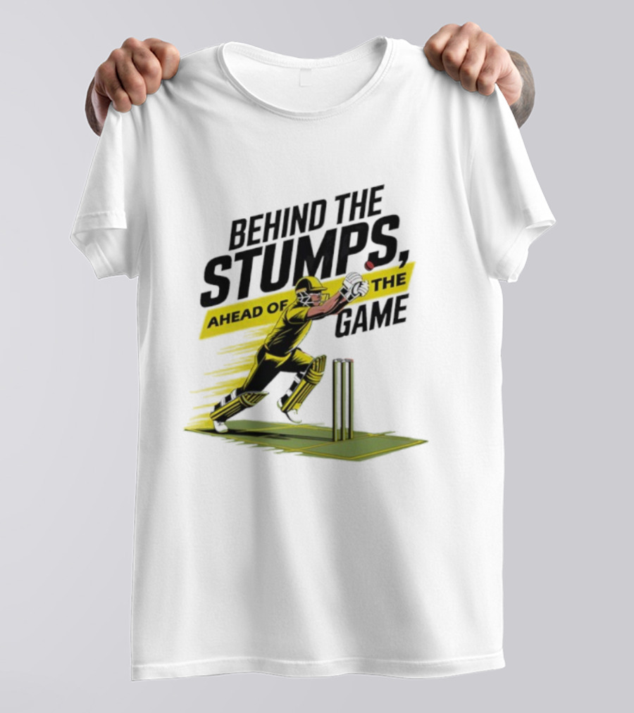Behind The Stumps Ahead Of The Game Cricket Batsman Wicketkeeper Catching Ball T-Shirt
