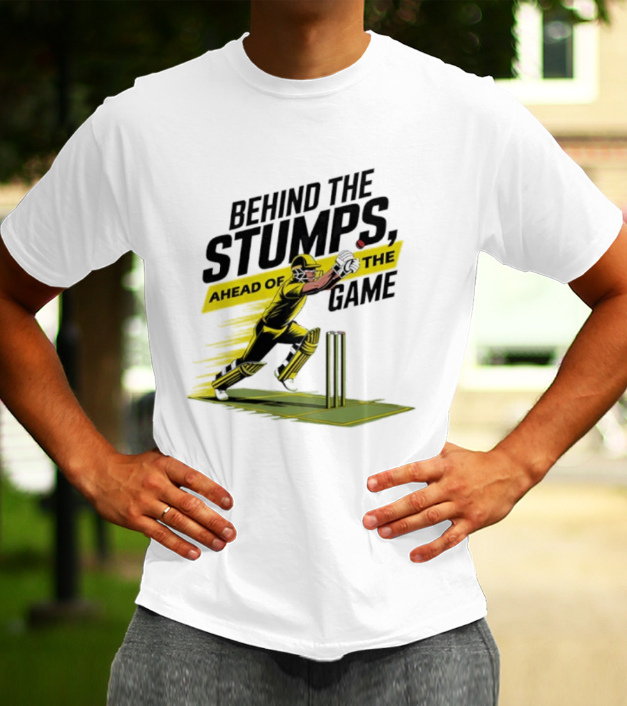 Behind The Stumps Ahead Of The Game Cricket Batsman Wicketkeeper Catching Ball T-Shirt
