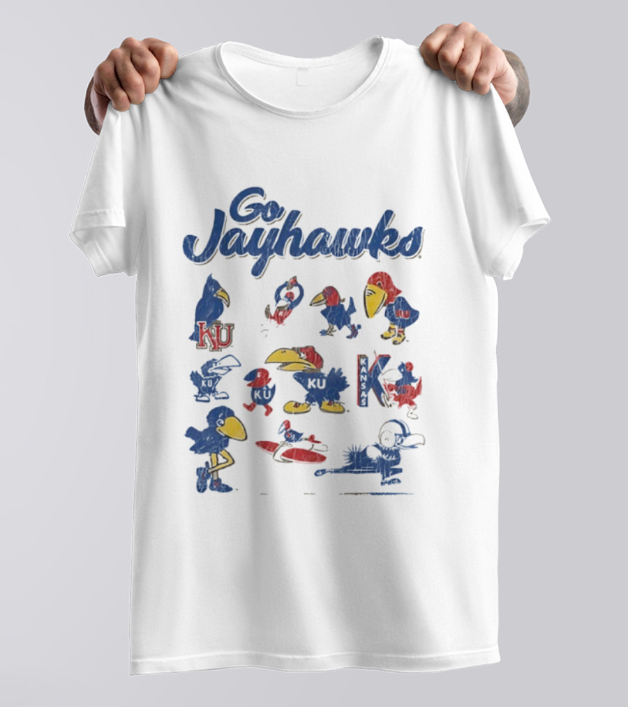 Go Kansas Jayhawks KU Football Vintage Style T-Shirt