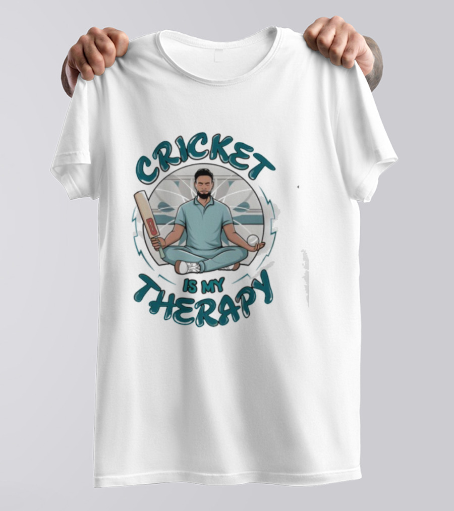 Cricket Is My Therapy Meditating Batsman Relaxation Sportsman T-Shirt