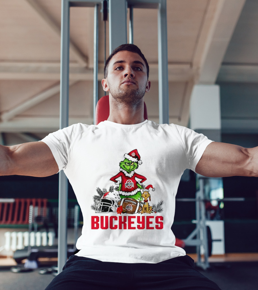 Ohio State Buckeyes Christmas Grinch And Max Dog T-Shirt