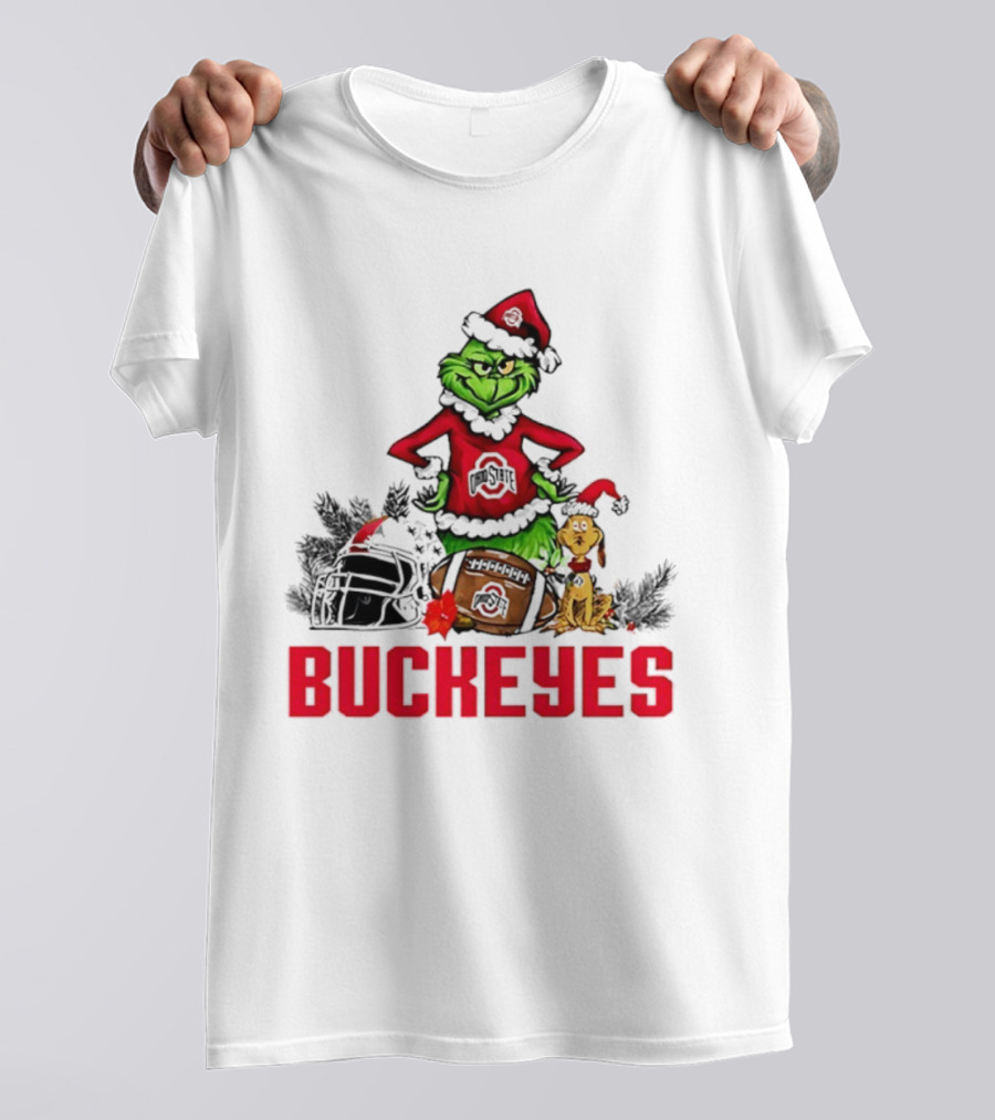 Ohio State Buckeyes Christmas Grinch And Max Dog T-Shirt