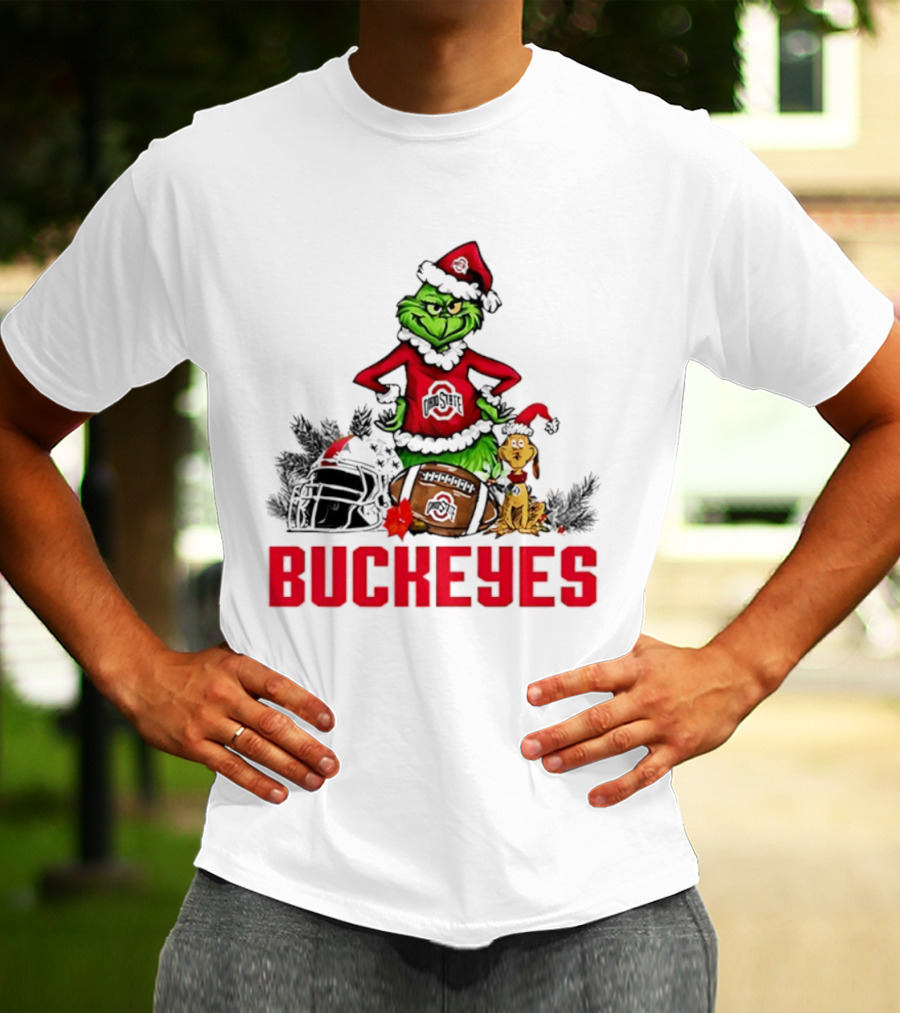 Ohio State Buckeyes Christmas Grinch And Max Dog T-Shirt