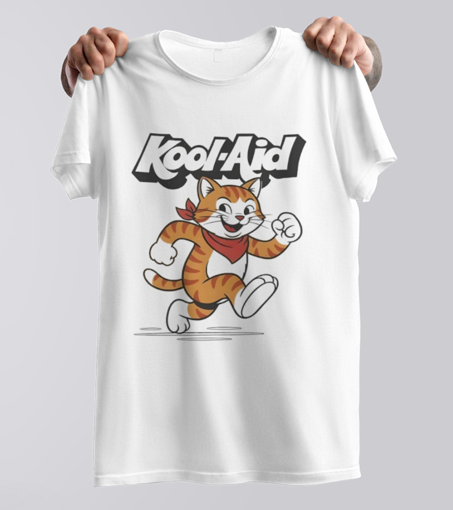 Kool-Aid Orange Cat Red Bandana Playful Pounce T-Shirt