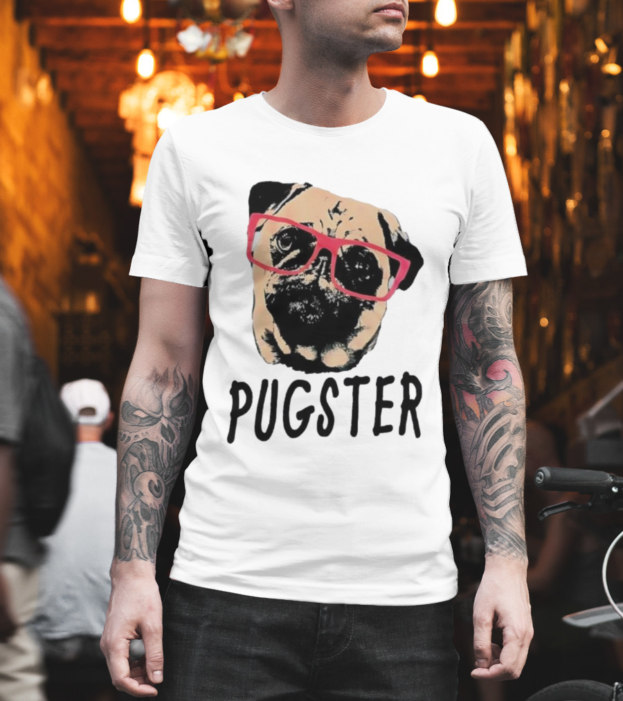 Pugster Pug Dog Pink Glasses T-Shirt