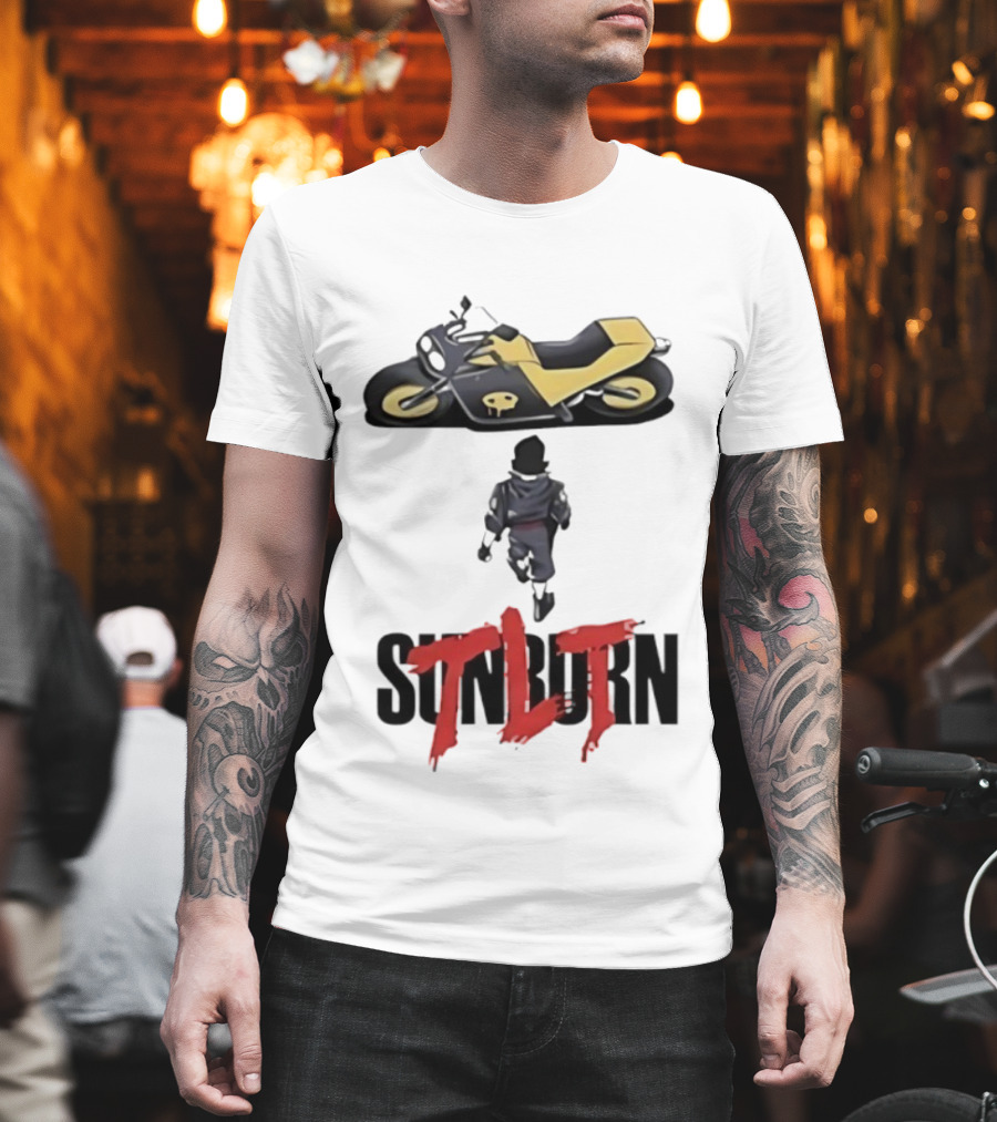 Sunburn TLT Motorcycle Rider With Retro Style Graphics T-Shirt