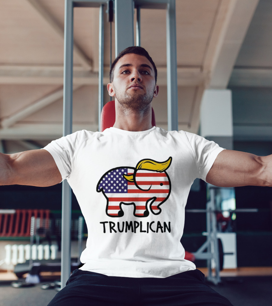 Trumplican Baby Onesie American Flag Elephant With Hair Style T-Shirt