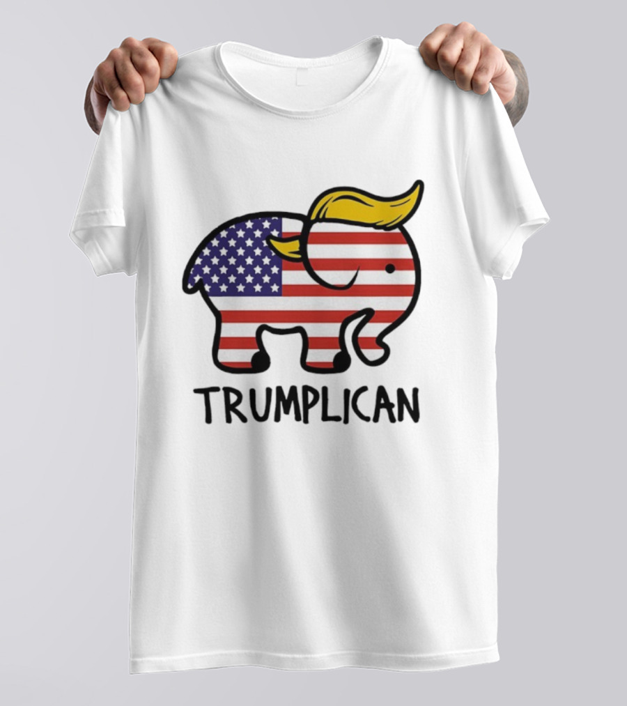 Trumplican Baby Onesie American Flag Elephant With Hair Style T-Shirt