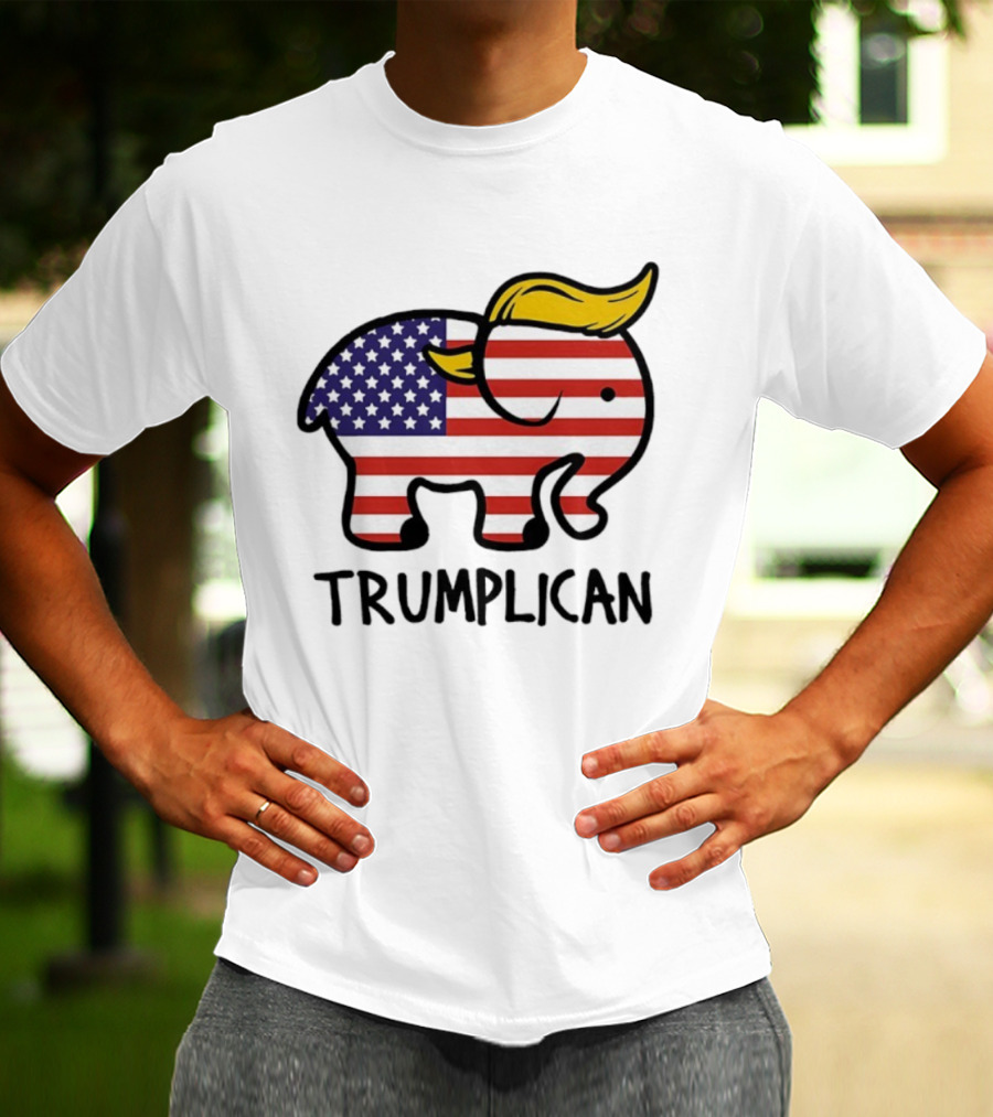 Trumplican Baby Onesie American Flag Elephant With Hair Style T-Shirt