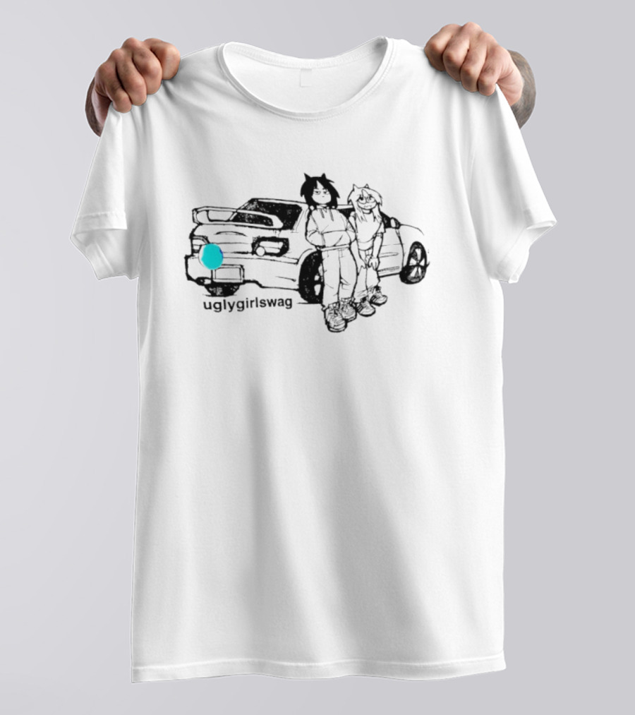 Uglygirlswag Stylized Car And Characters Drawing T-Shirt