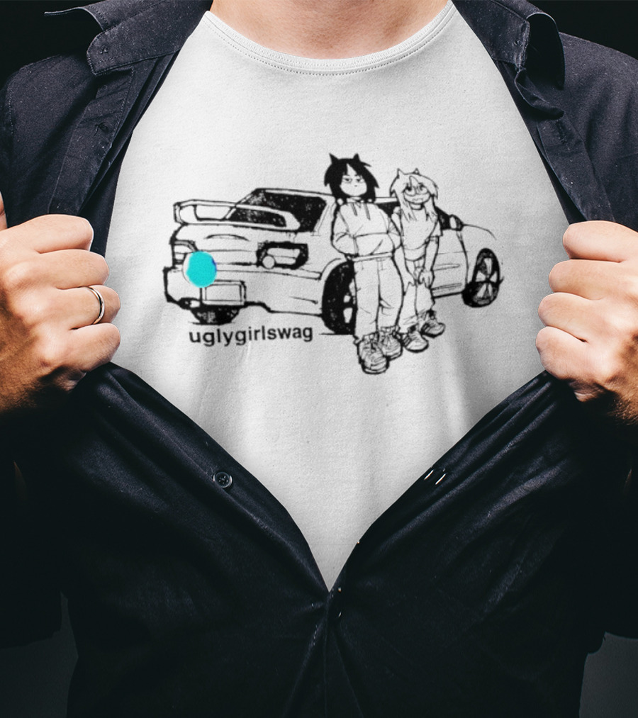 Uglygirlswag Stylized Car And Characters Drawing T-Shirt