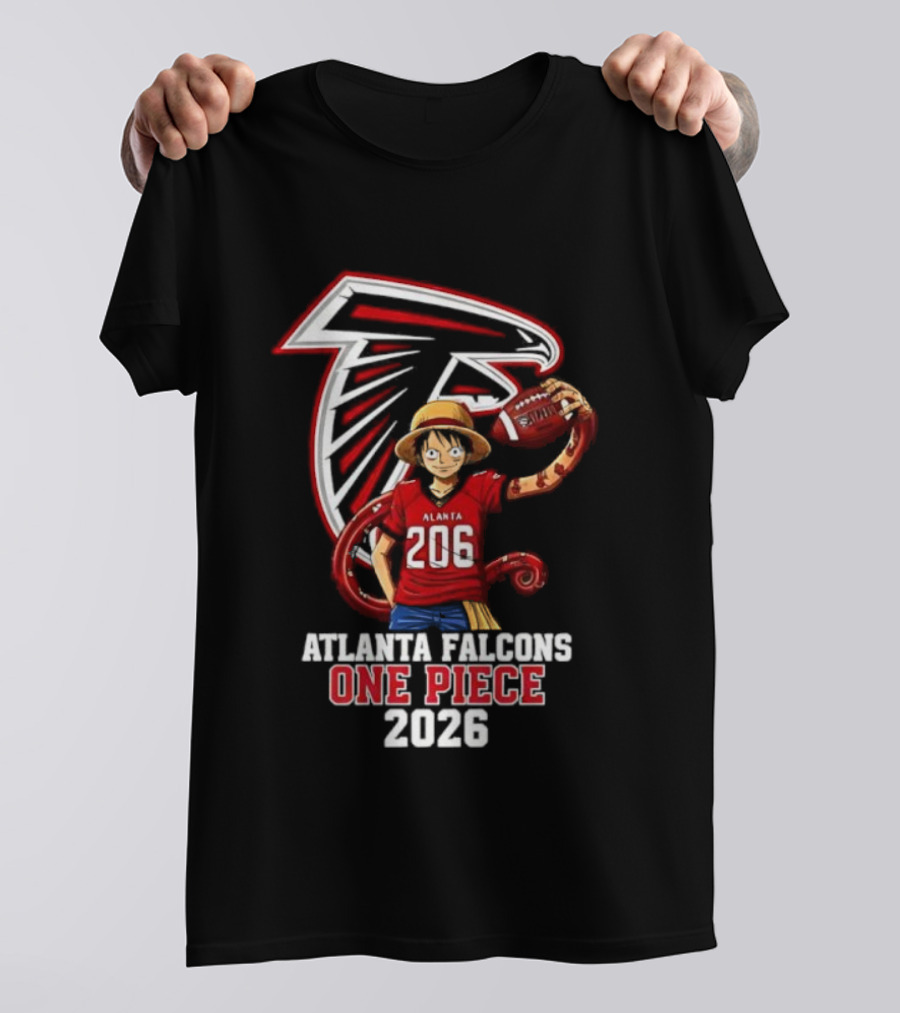 Atlanta Falcons One Piece Luffy 2026 Football Anime Crossover T-Shirt