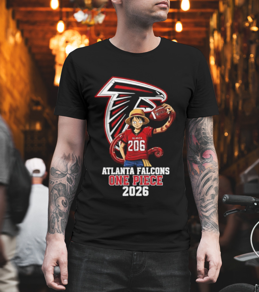 Atlanta Falcons One Piece Luffy 2026 Football Anime Crossover T-Shirt