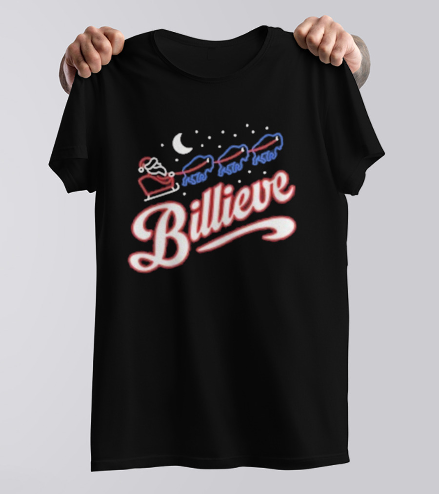 Buffalo Bills Billieve Christmas Santa Reindeer Sleigh T-Shirt