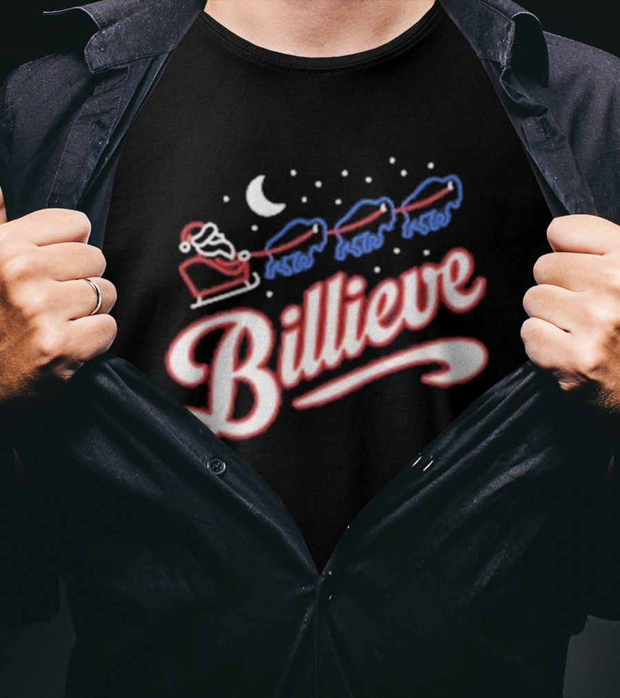 Buffalo Bills Billieve Christmas Santa Reindeer Sleigh T-Shirt