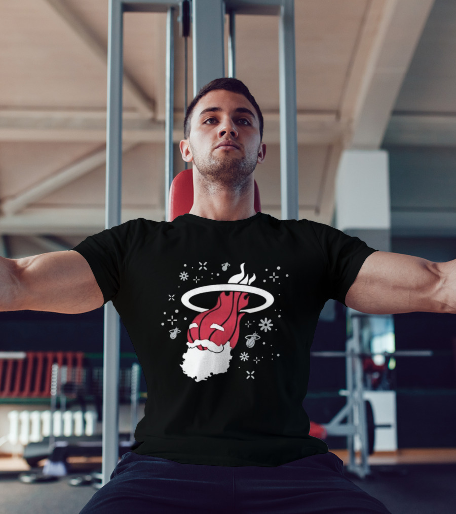 Ho Ho Heat Miami Christmas Santa Dunking Basketball Snowflakes T-Shirt