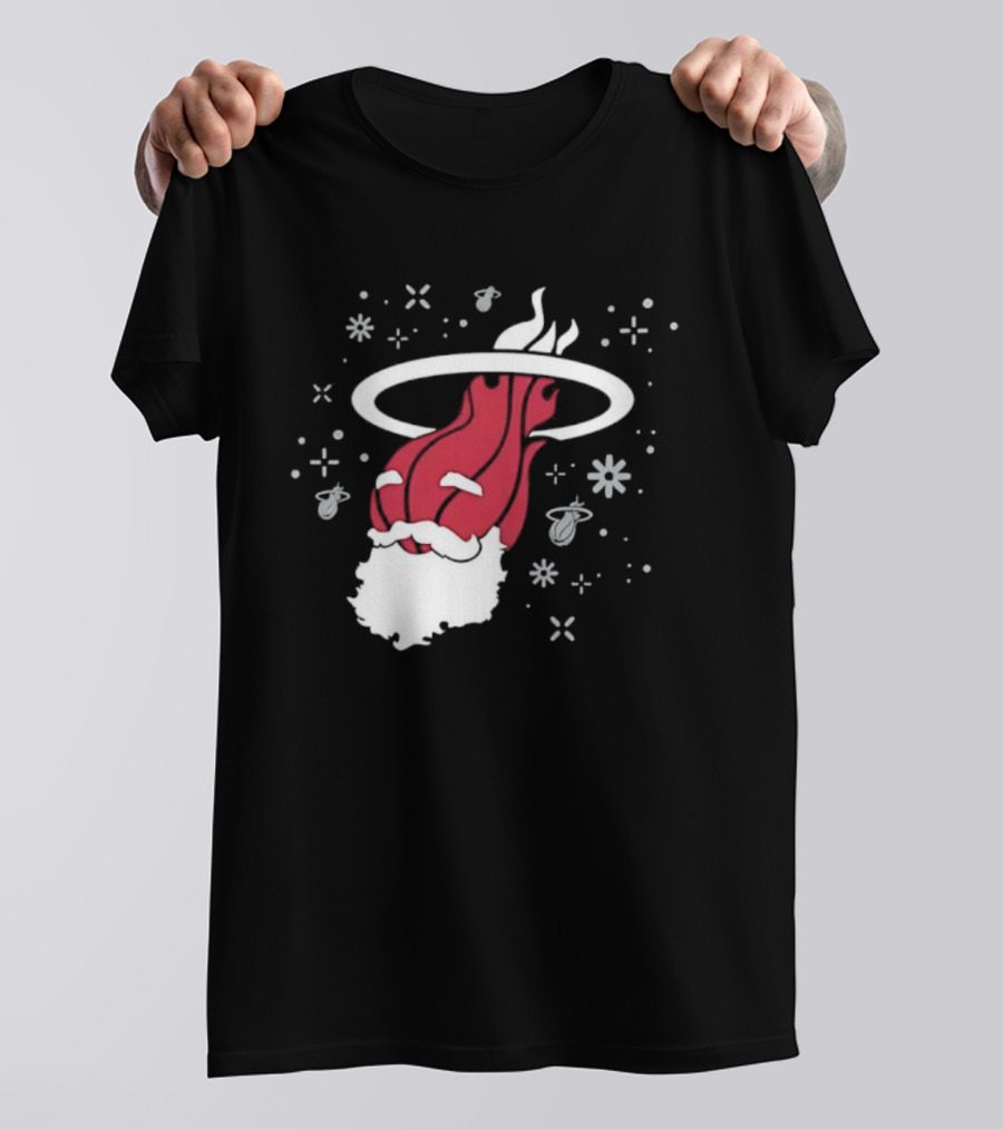 Ho Ho Heat Miami Christmas Santa Dunking Basketball Snowflakes T-Shirt