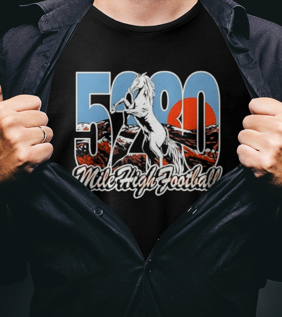 Mile High Football 5280 Horse Broncos Theme T-Shirt