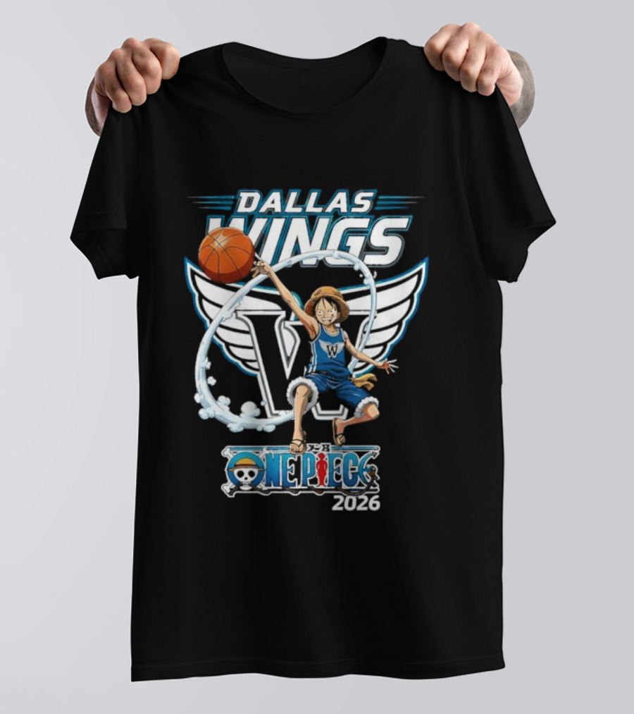 Dallas Wings One Piece 2026 Crossover Basketball Anime Collaboration T-Shirt