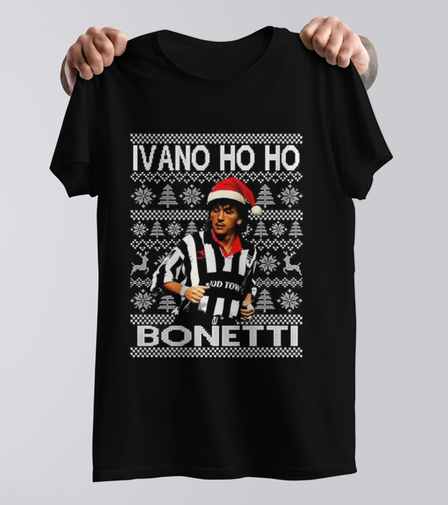 Ivano Ho Ho Bonetti Grimsby Town Santa Hat Ugly Christmas T-Shirt