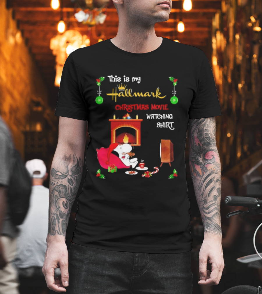 Hallmark Christmas Movie Ing With Snoopy By The Fireplace T-Shirt